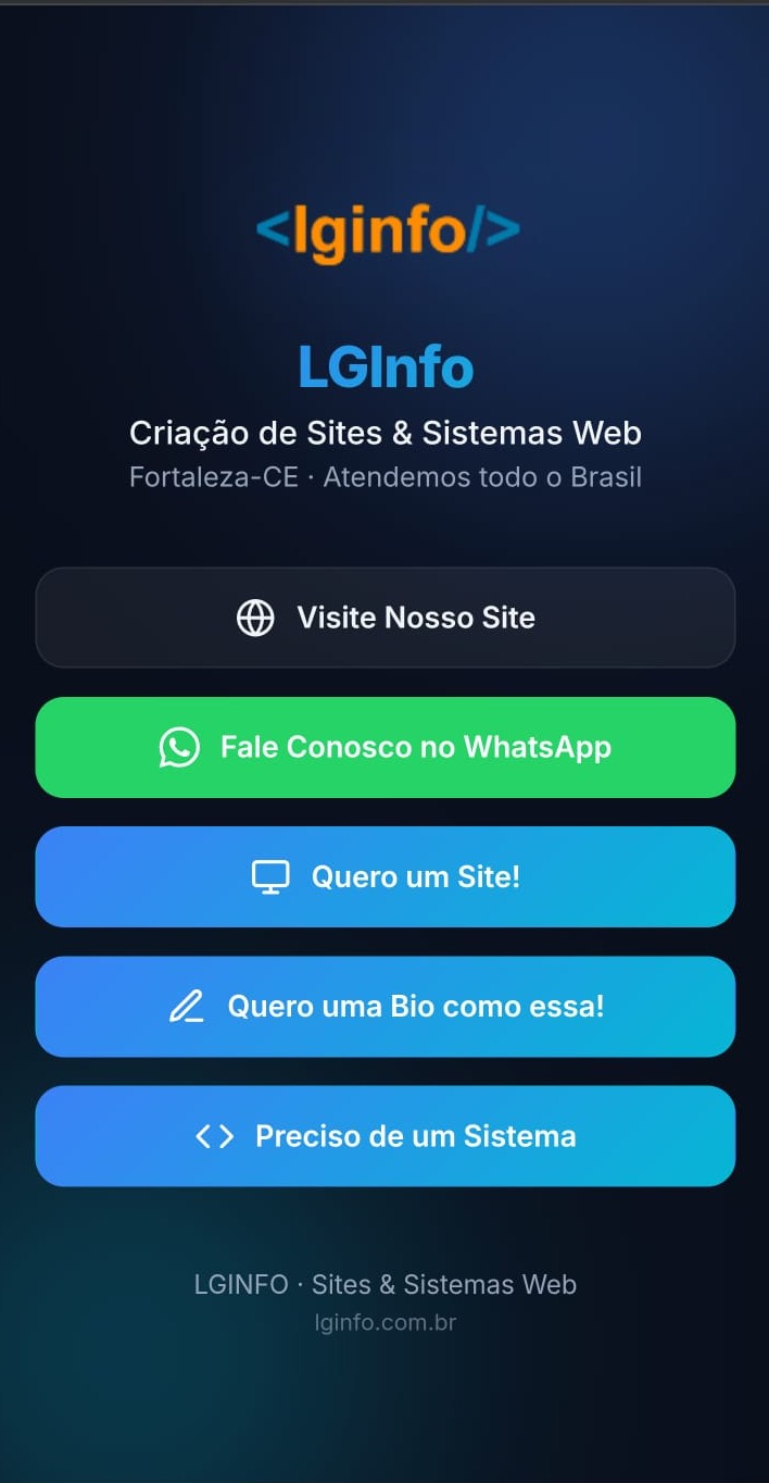 Exemplo de página bio profissional para Instagram criada pela LGINFO